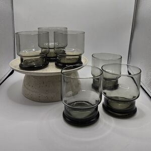 6 Libbey Ombre Cocktail Lowball Juice Drink Tumblers Smokey Gray Glass 1970s MCM